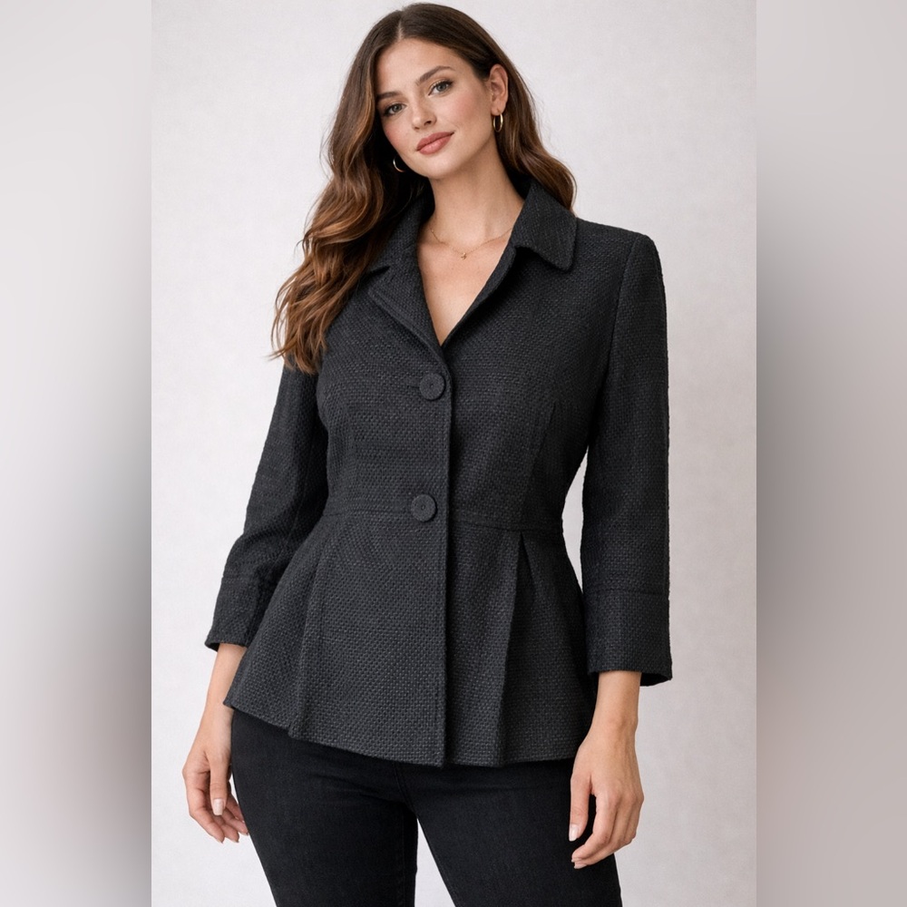 Vintage Ann Taylor LOFT Black Textured Blazer Y2K Workwear